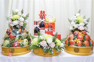 Mâm Quả  Cưới Hỏi - Gói 6 Quả Kết Tháp Rồng Phụng Hoa Tươi